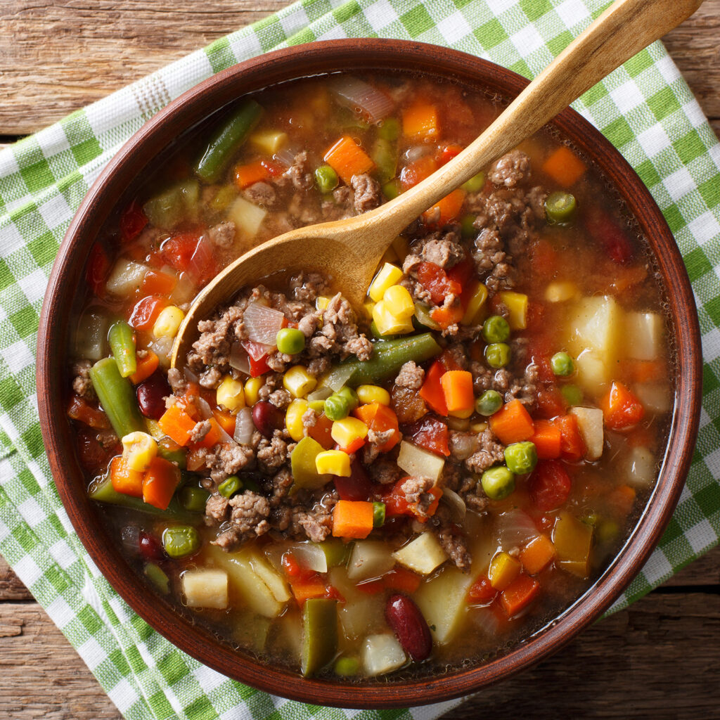 Beef and vegetables soup recipe using Below Zero