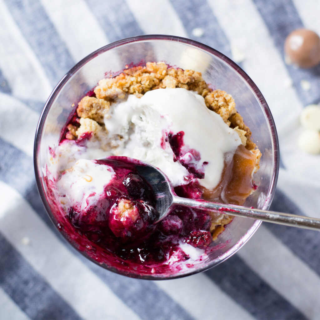 Berry crumble recipe using Below Zero