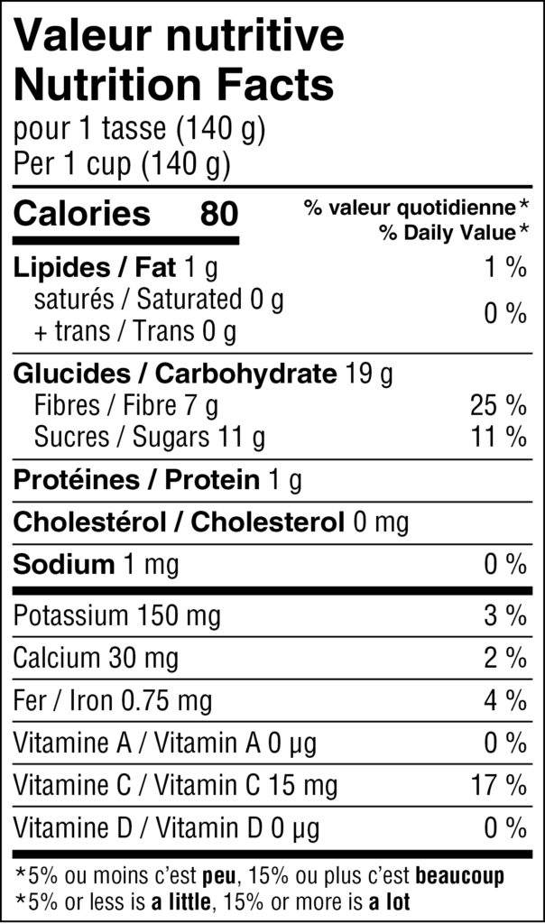 Valeur nutritive 3 Berry Mix